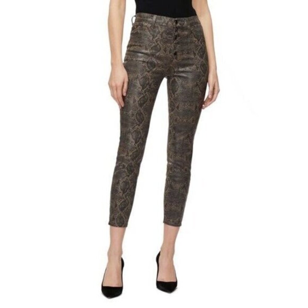 J Brand Lillie High Rise Snake Print Skinny Coated Crop Jeans 31 NWT $328
